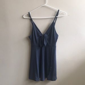 UO Alice Tie-Front Skort Romper, Navy
